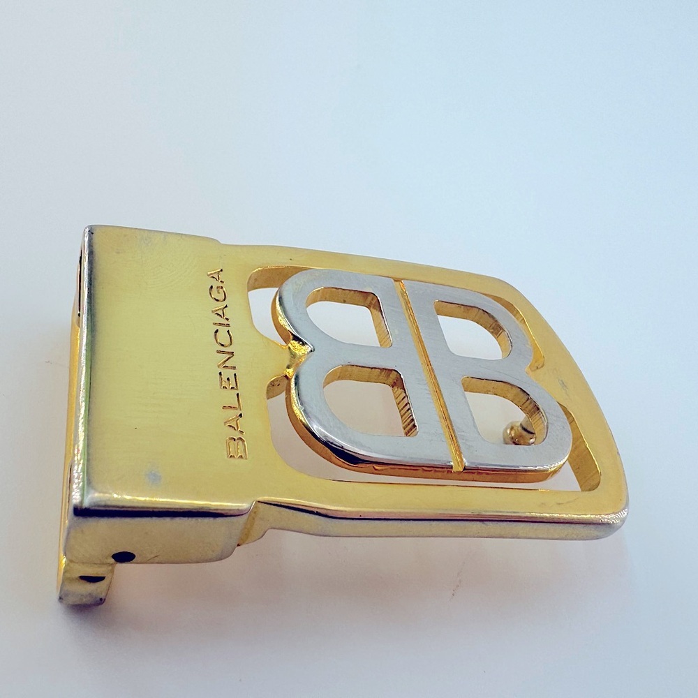 Balenciaga BB Logo Belt Buckle Gold Silver Authentic EUC Balenciaga Logo - Picture 2 of 10